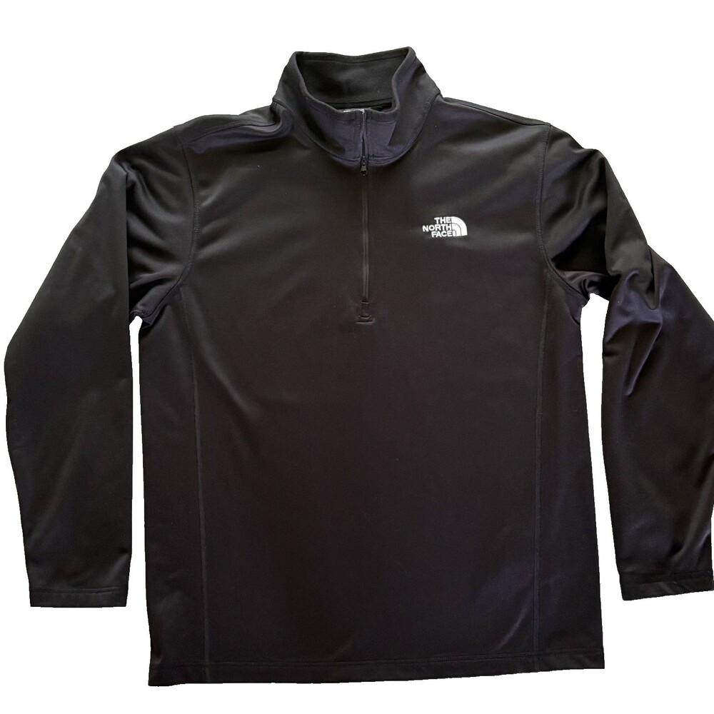 The North Face Mens L TKA 100 Glacier Fleece Quarter Zip Pullover Black Jacket